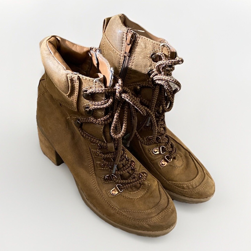 Carlos Santana Faux Leather Combat Boots Size‎ 9 Brown Women's Lace Up